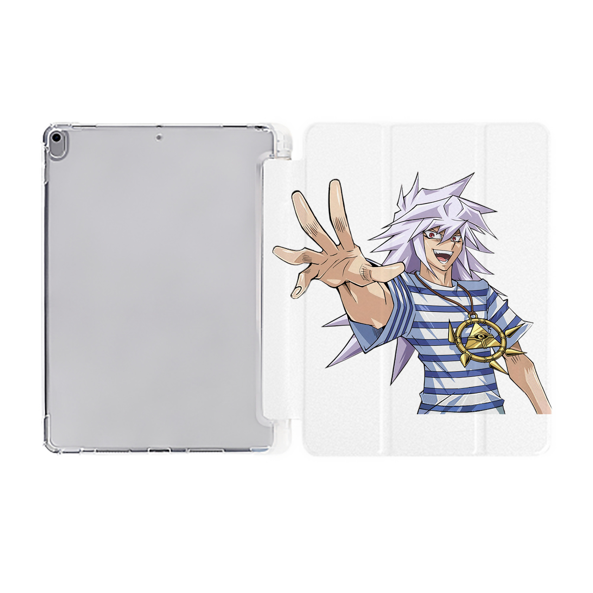 （画像用） 遊☆戯☆王 Yu-Gi-Oh! IPad ケース ペン収納付き 三つ折りスタンド PUレザー×シリコン 対応機種9.5/10.5/10.9インチ